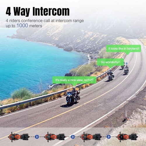 2X Fodsports FX4 Climbing Motorcycle Intercom 1000M Bluetooth Helmet Headset FM - Picture 6 of 12