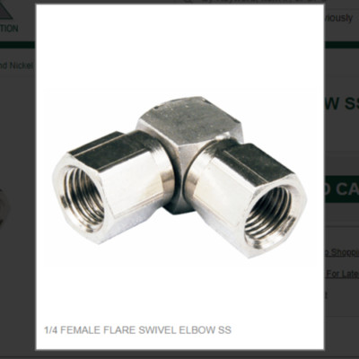1/4 FEMALE FLARE SWIVEL ELBOW SS # 7056