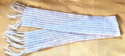 White Rectangle Scarf with Fringe Super soft  5 in x 57 in  includes the fringe
