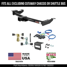 For 04-07 Ford E150 Trailer Hitch w/ 5 Pin Wiring Fit All Std. Vans Curt 6K 2"