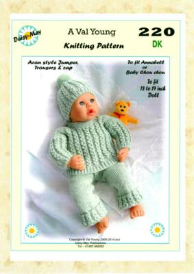  PUPPEN STRICKANLEITUNG Nr. 220 für 18''/19'' Zoll für Annabell A Daisy May Muster