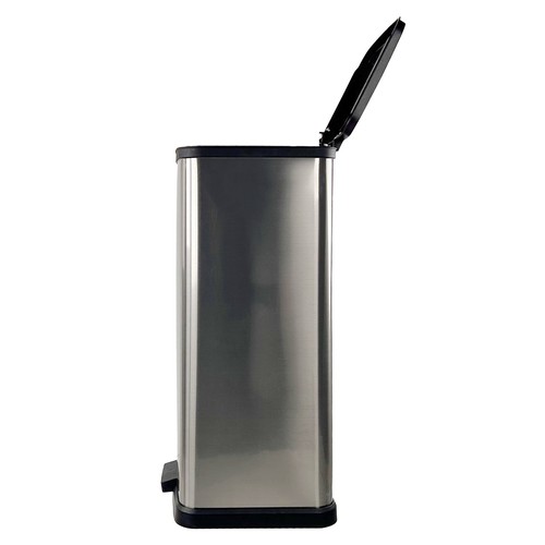 13 GALLON TRASH CAN Touchless Step Open Plastic Rectangular Silver - Picture 5 of 12