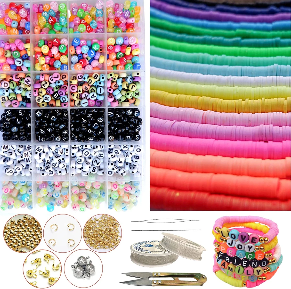 DIY Bracelet Making Kit Beads Toys Beaded Children's Toy Creative Clay Beads  Crafts Making Bracelet Accessories Jewelry Gift Toy - Realistic Reborn  Dolls for Sale