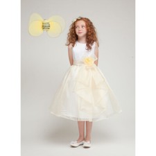 WHITE YELLOW Size 8 Flower Girl Dress Party Birthday Bridesmaid Wedding Recital