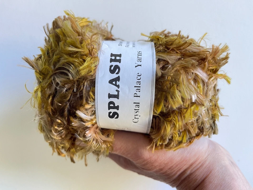 Crystal Palace Splash 9149 Wood Grain Brown Gold Feather Boa Short Eyelash Yarn - Image 3 of 4