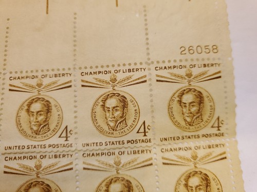 US Postage 4c Stamp Sheet of 70 Stamps Simon Bolivar 1958 - Picture 5 of 8