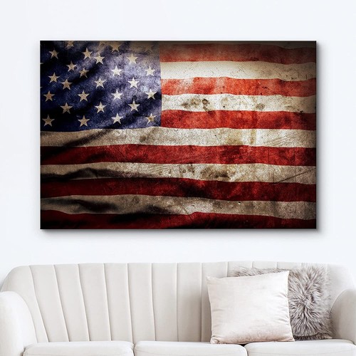 24"x36" - Vintage amerikanische Flagge Leinwand Wandkunstdruck - Bild 3 von 5