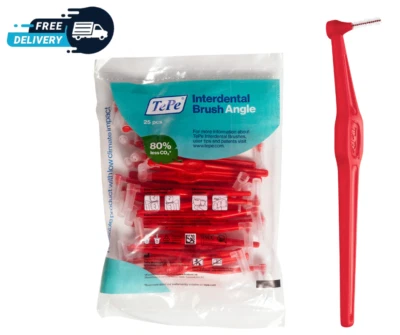 TePe Angle Interdental Brushes – 0.5mm Red – Size 2 small gaps (Pack of 25)