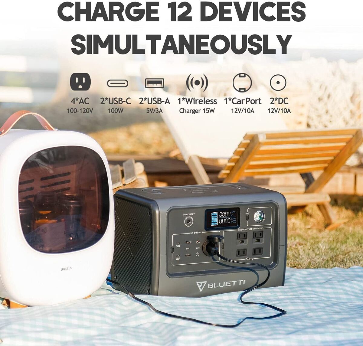 BLUETTI EB70S 800W/716Wh Power Station Camping Power Phone BLUETTI EB70S 800W/716Wh Power Station Camping Power Phone