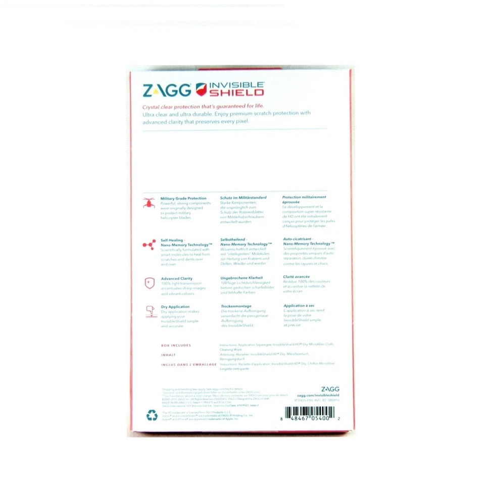 INVISIBLESHIELD HD DRY FOR IPHONE SE 3 SE 2 8 7 6S 6 SCREEN PROTECTOR IP7HDS-F00 - Image 2 of 2