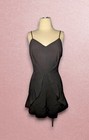 NWT GB Sleeveless V Neck Lined Dressy Black Romper Tank Top Shorts RUFFLES Small