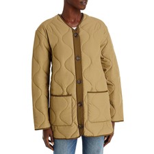 Rails Womens Green V-neck Short Long Sleeve Quilted Coat Outerwear L Bhfo 6818