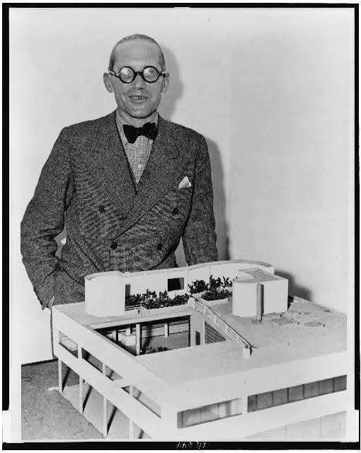 Le Corbusier,with model of his Villa Savoye,Charles-Édouard