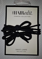 The Hair Edit Black Knotted Bow Hair Tie Knot Links Set 2 Pack New