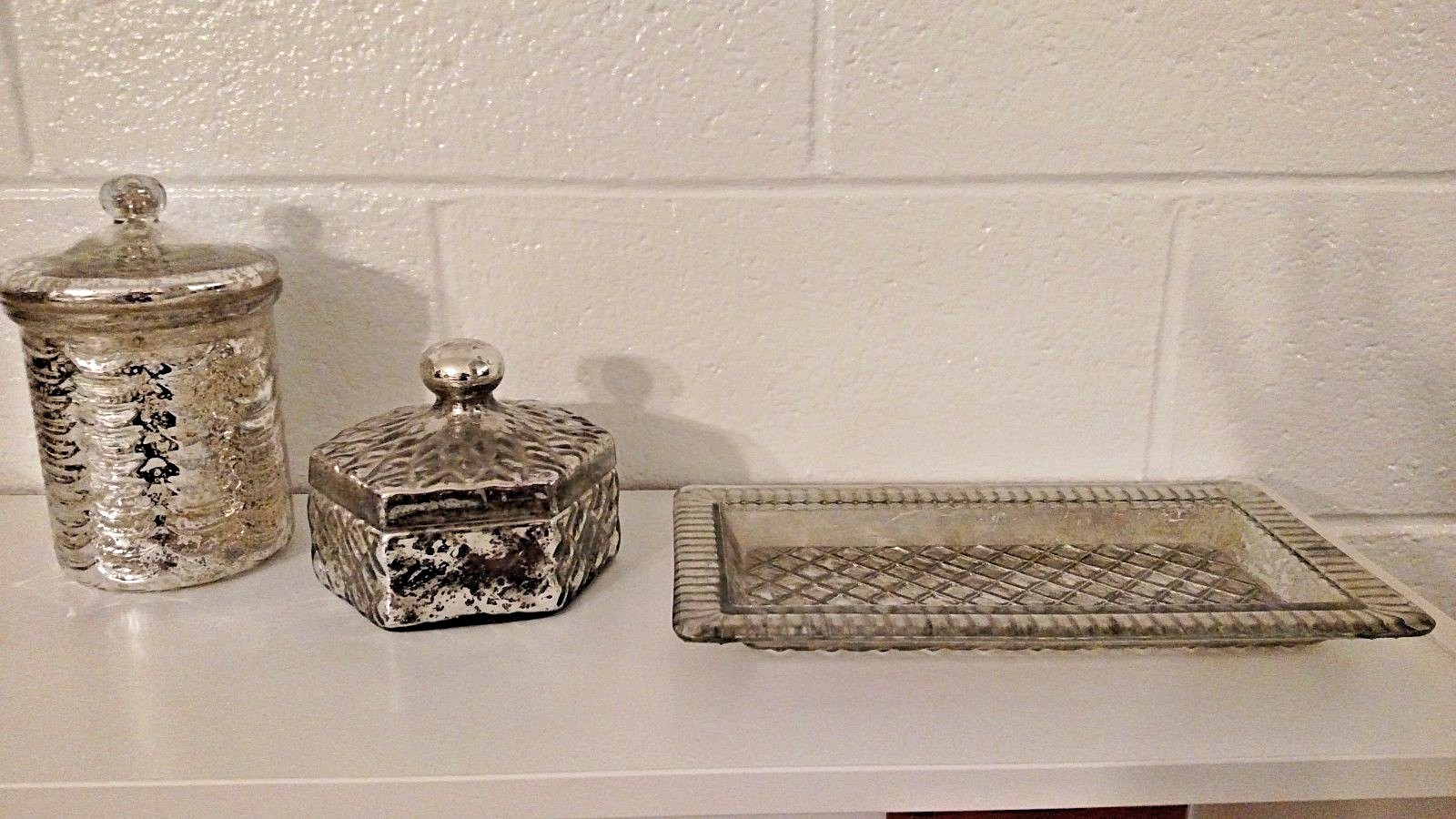 Mercury Glass Bathroom Accessory Set 3 Piece Pottery Barn