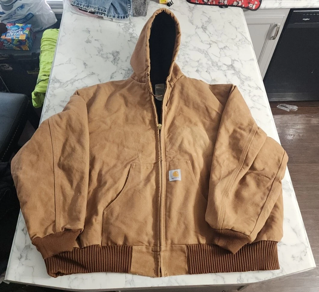 Carhartt Men s Brown Thermal Lined Duck Hooded Jacket Size 4XL