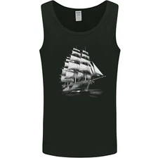 A Classic Sailing Ship Sailor Captain Navy Mens Vest Tank Top