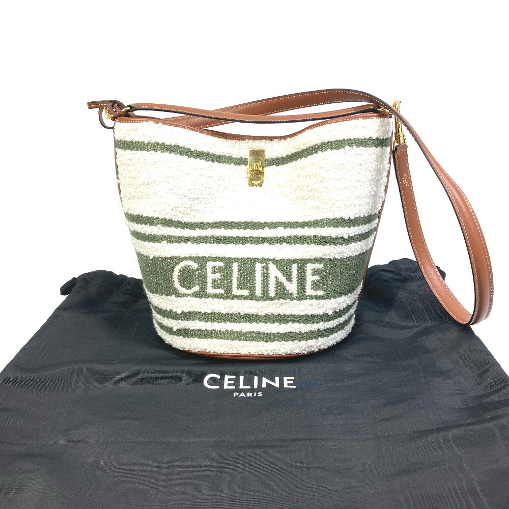 CELINE 195572ED3-15KZ Bucket 16 (Saize) striped textile 2WAY