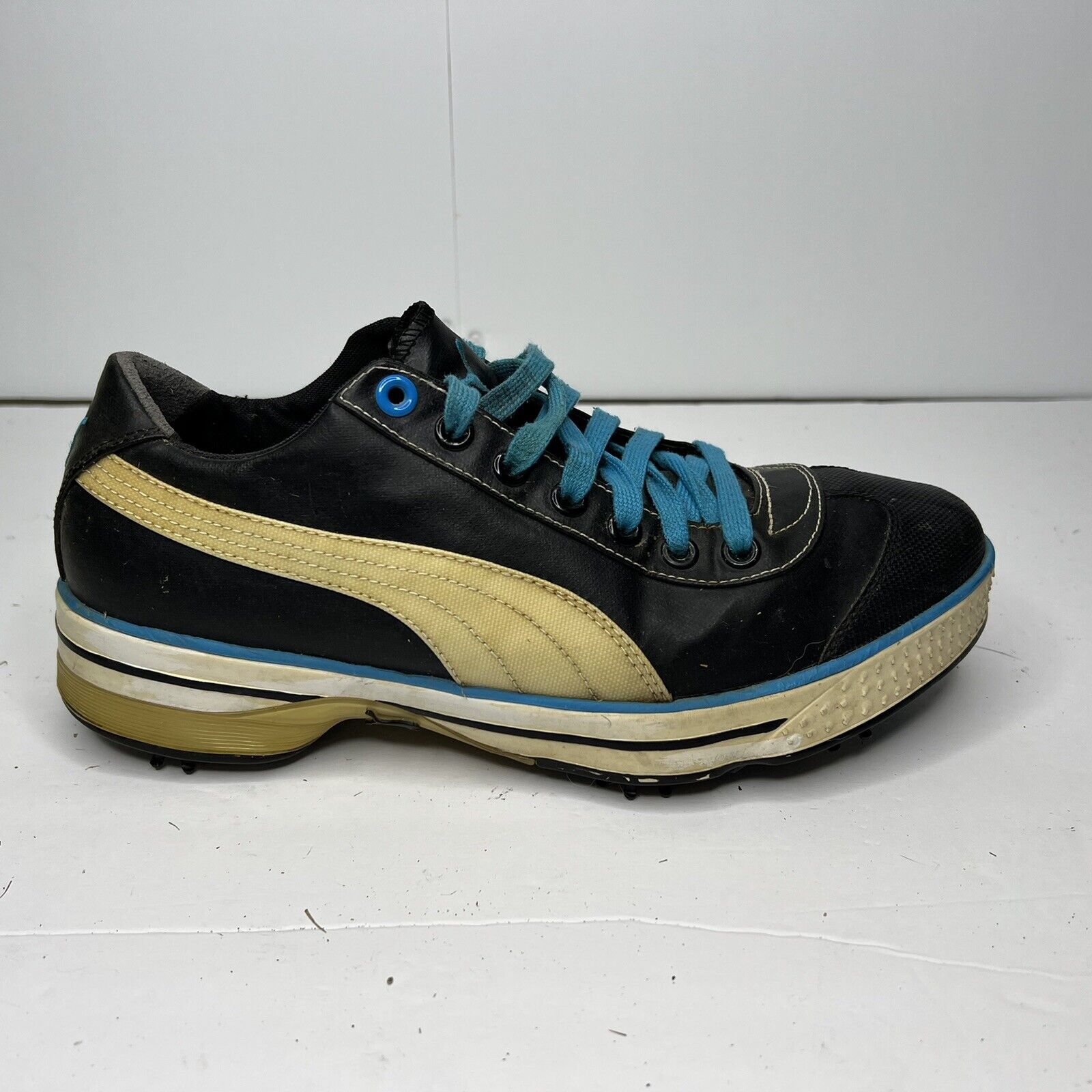 Puma Golf Shoes IdCELL Soft Spike Shoes Men 8 Black Blue Retro | eBay