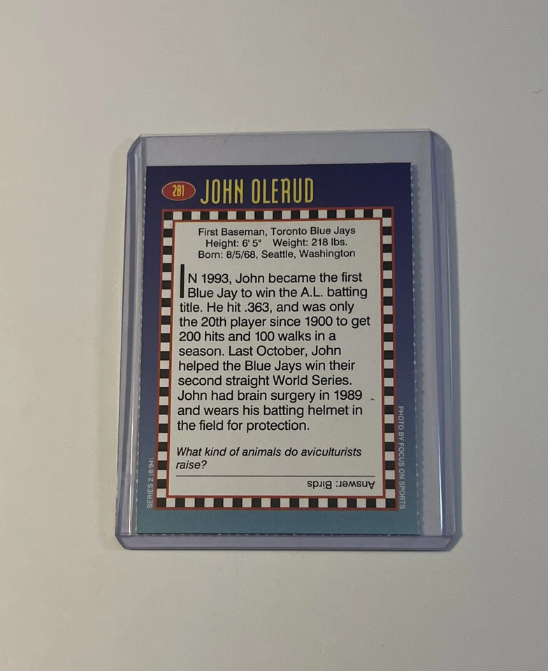 John Olerud Toronto Bluejays #281 MLB Sports Illustrated for Kids SI For Kids - Image 2 of 2