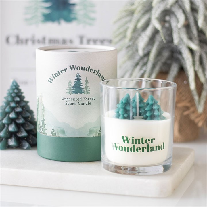Winter Wonderland Christmas Candle with Tree Scene