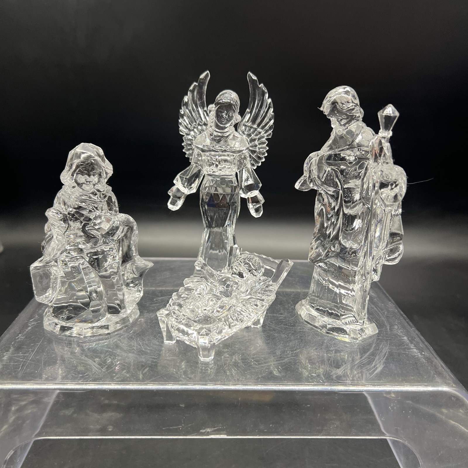 Waterfall Acrylics 69372 Clear Nativity Scene Roman Inc 4 Piece Set