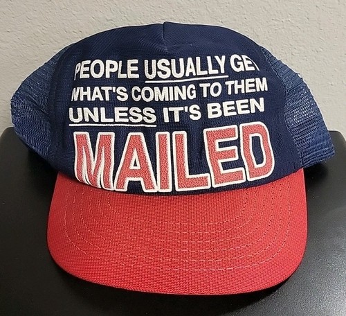 Vintage Trucker Hat Snapback 1980s Mail Funny Joke - 第 1/4 張圖片