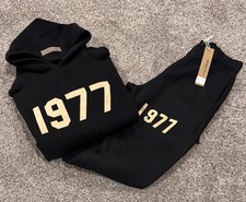 Essentials Fear of God 1977 Hoodie Sweatpants Outfit Set Black NWT S