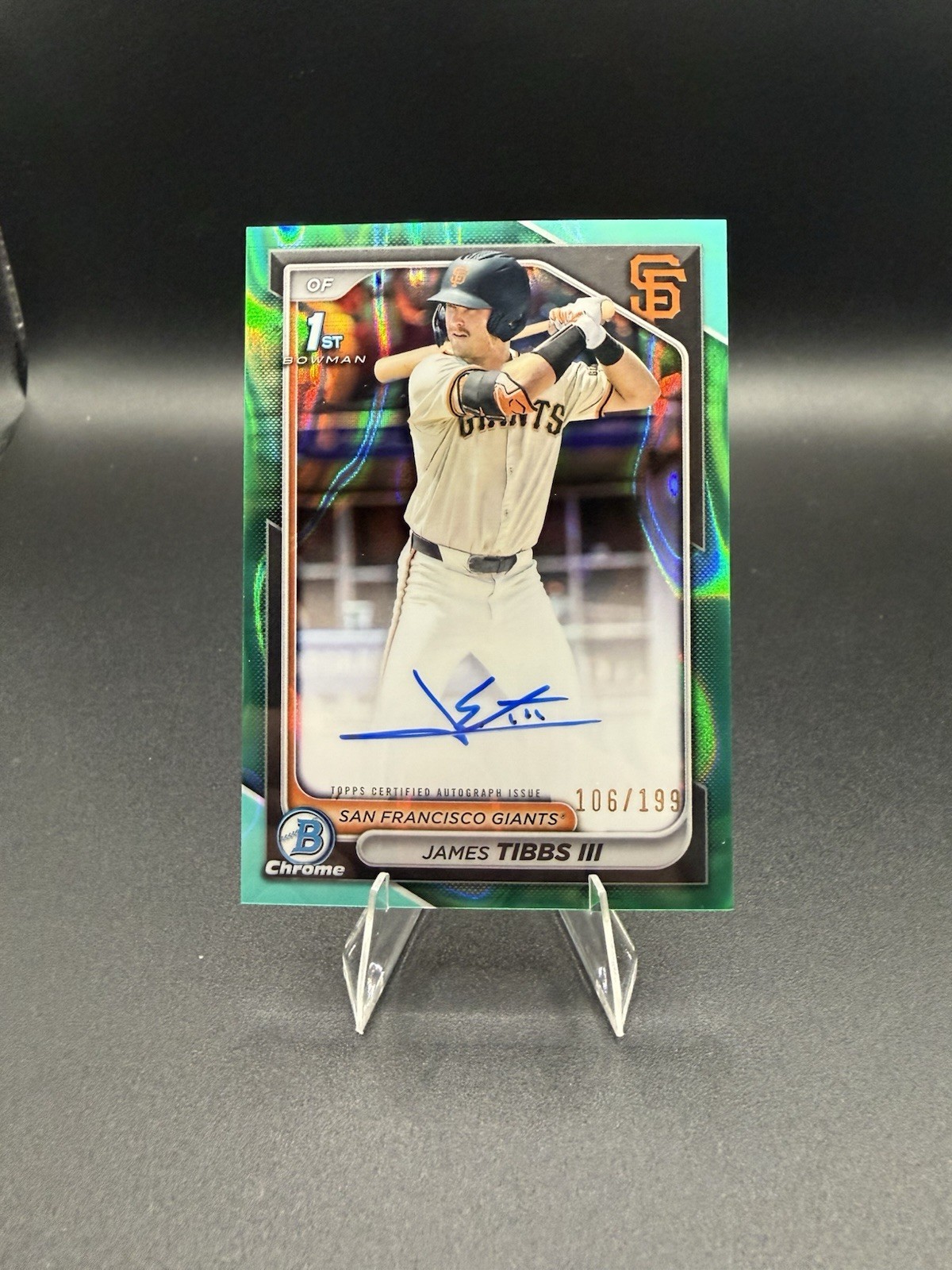 2024 Bowman Chrome James Tibbs III 1st Aqua Refractor Auto /199 #CPA-JT Dodgers