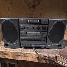 Aiwa CA-DW500 Carry Component System CD Dual Cassette Radio Boombox Gray