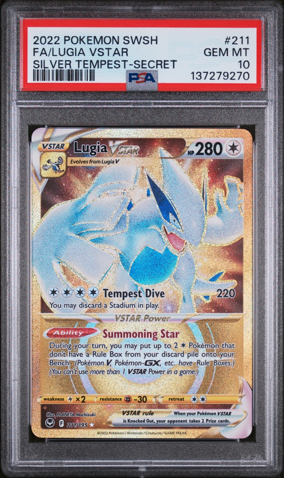 Lugia VSTAR (Secret) 211/195 - Swsh12: Silver Tempest Holo (PSA 10)