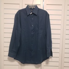 Perry Ellis Portfolio Men's Long Sleeve Blue Dress Shirt Size 15.5