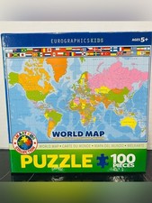 Eurographics Kids World Map Puzzle - 100 Pieces 13  x 19  Geography Studies