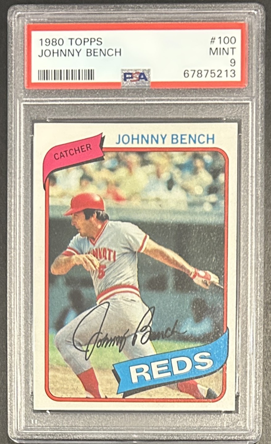 1980 Topps #100 Cincinnati Reds Johnny Bench PSA 9 MINT