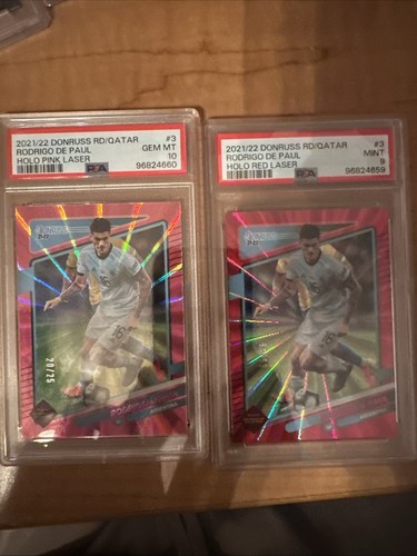 Rodrigo De Paul Pink Laser /25 & Red Laser Panini /99 Donruss 21/22 - Argentina - Picture 1 of 5