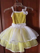 Weissman Girls Yellow White Sequin Dance Costume SC Small Child