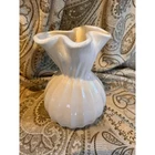Vintage Haeger Flower Vase Handkerchief White Pottery Ceramic Floral 7"