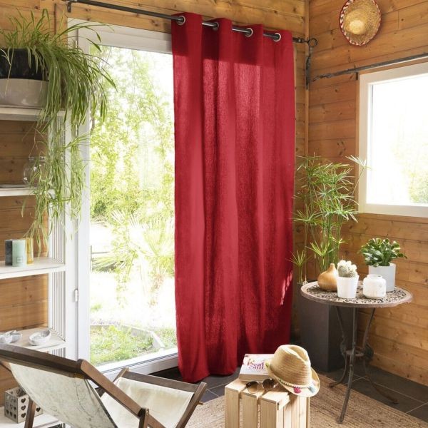Rideau 140x260 cm coton cerise en fibre naturelle haut de gamme