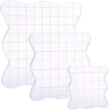 Acrylic Clear Rubber Stamping Blocks Set with Grid Package of 3