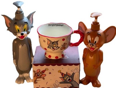 2x Figur Sammelfigur Tom & Jerry 27cm 24cm XL Seifenspender + Kaffeebecher Tasse