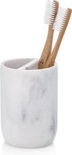 Essentra Home White Marble Toothbrush Holder  Small