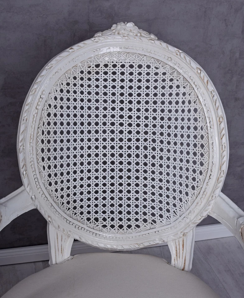 Barocksessel Armlehnstuhl Weiss Sessel Shabby Chic Esszimmer Stuhl Polsterstuhl - Bild 4 von 4