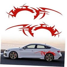 2Pcs 66'' Flame Graphics Stickers Car Body Side Skirt Decals Racing Sports Red