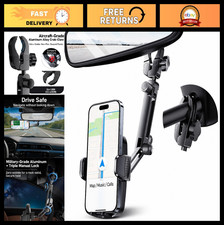 Universal Aluminum Rear View Mirror Phone Mount for Truck  SUV, 360  Rotation,