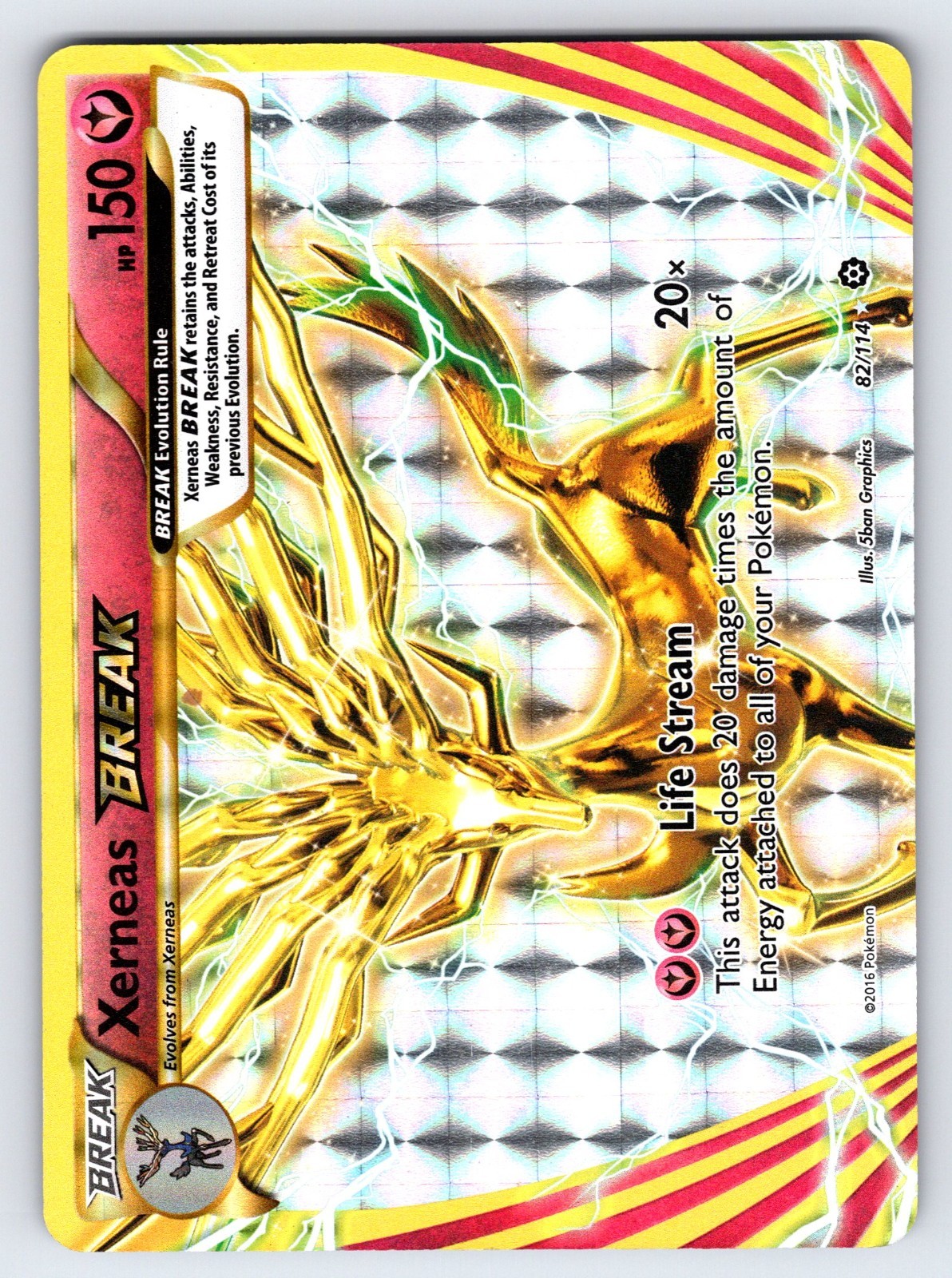 Xerneas BREAK 82/114 2016 XY Steam Siege Pokemon Card TCG Ultra Rare Holo Nm/Vlp