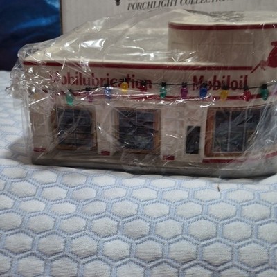 Hawthorne Village Remembering Main Street Mobiloil Gas Station, Ceramic Boxed