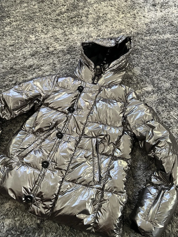 Abrigo acolchado Jet Set para mujer esquí europeo plateado talla 3/ EE. UU. grande talla 10 Foto 2 de 4