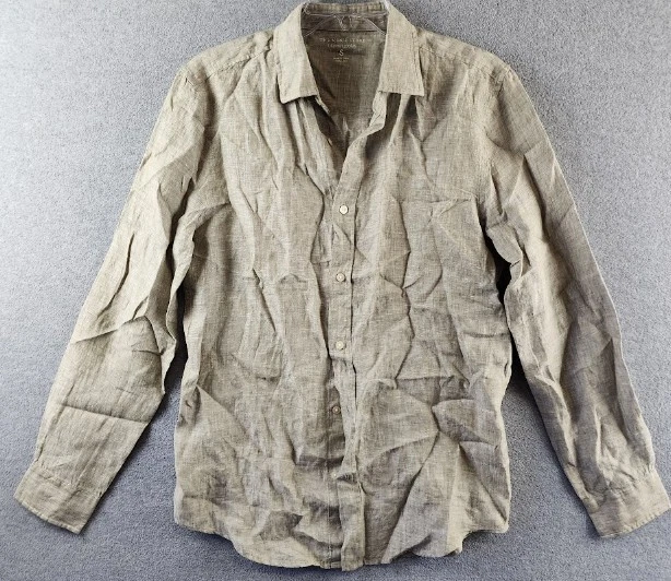 The Men's Store Bloomingdale's Yarn-Dyed Standard Fit Linen Shirt Small Mermaid