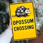 Tin Metal Signs Home Décor 8x12 Vintage"Opossum Crossing" Humorous Rustic Wall