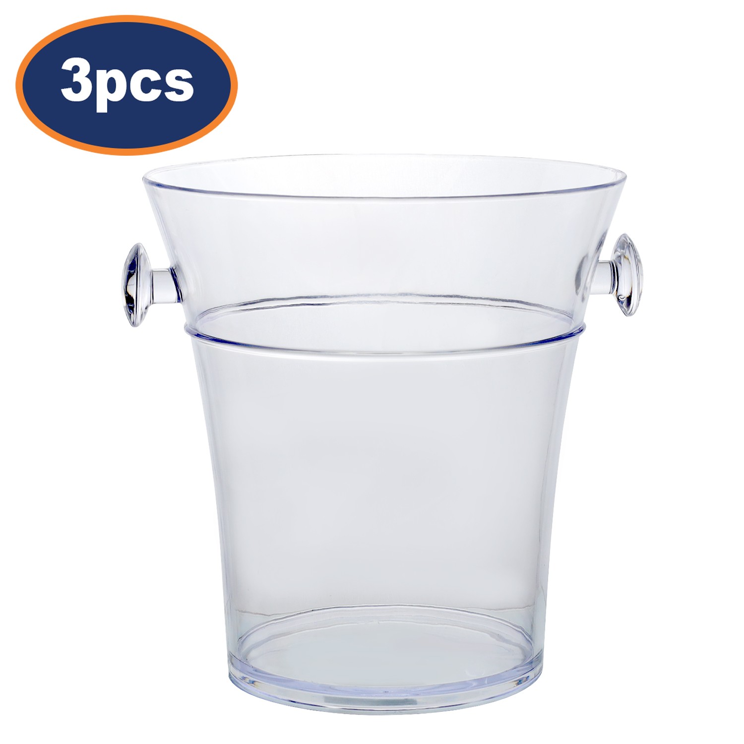 Ice Bucket Plastic Acrylic Holder Clear Wine Chiller Champagne Barware 3Pcs